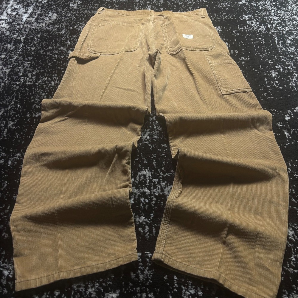 Vintage Gap Carpenter Pants Mens 34x32 Tan Corduroy Y2K Wide Leg Utility - Picture 1 of 8